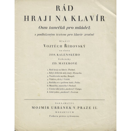 Rád hraji na klavír – Osm tanečků pro mládež s podloženým textem pro klavír 2ručně